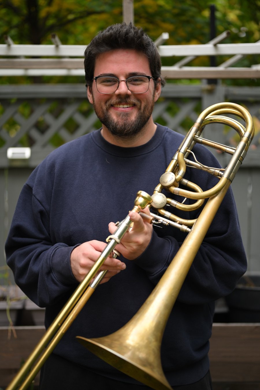 Jack Connolly with his bass trombone